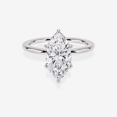 Premium Marquise Cut Lab Grown Diamond Petite Solitaire Engagement 14K Gold Ring