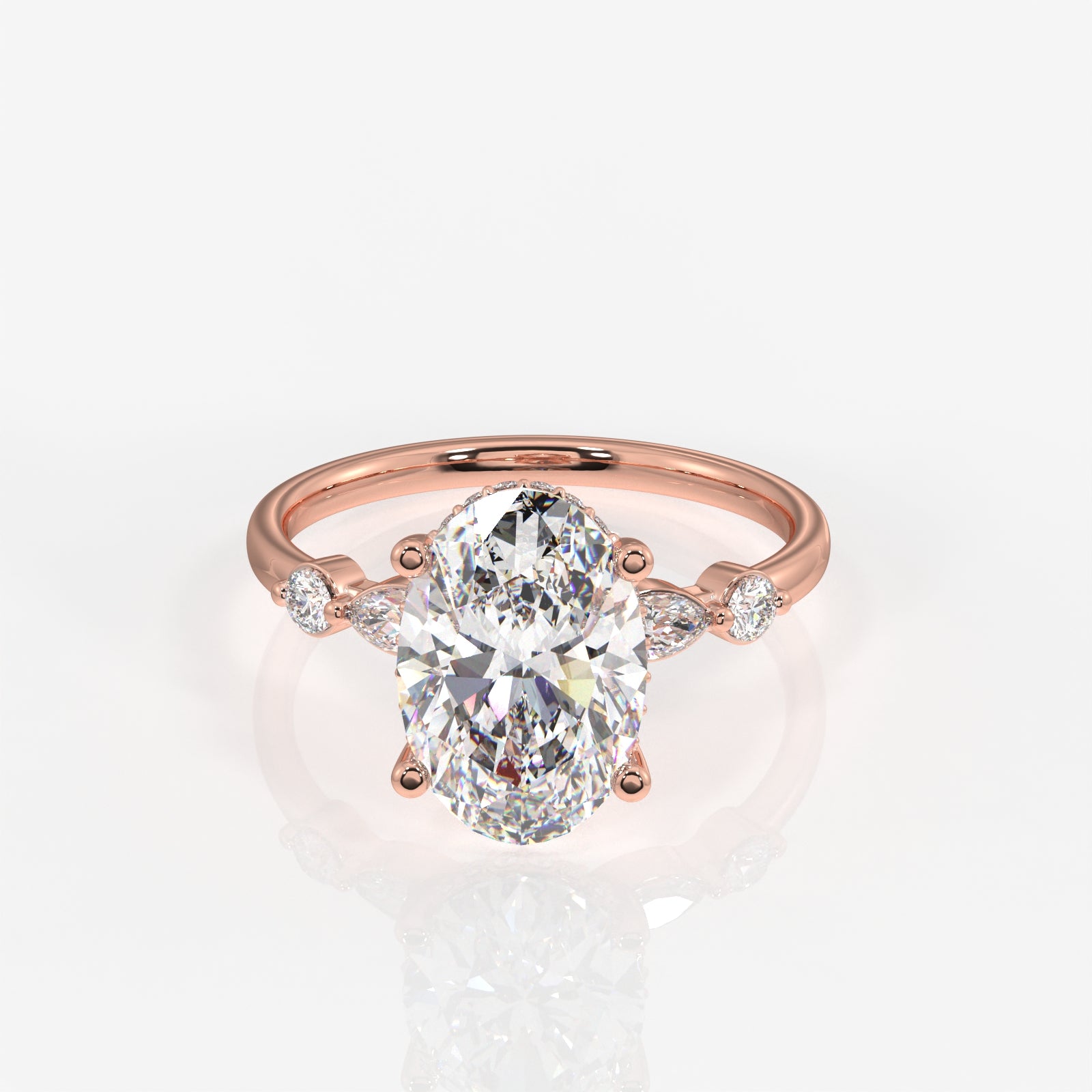 Premium Oval Cut Moissanite Diamond Engagement Sterling Silver Ring