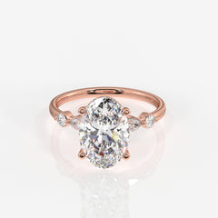 Premium Oval Cut Moissanite Diamond Engagement Sterling Silver Ring