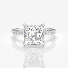 Premium Princess Cut Moissanite Diamond Pave 14k Ring