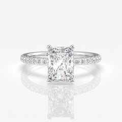 Premium Radiant Cut Moissanite Diamond Pave Sterling Silver Ring