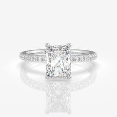 Premium Radiant Cut Moissanite Diamond Pave Sterling Silver Ring