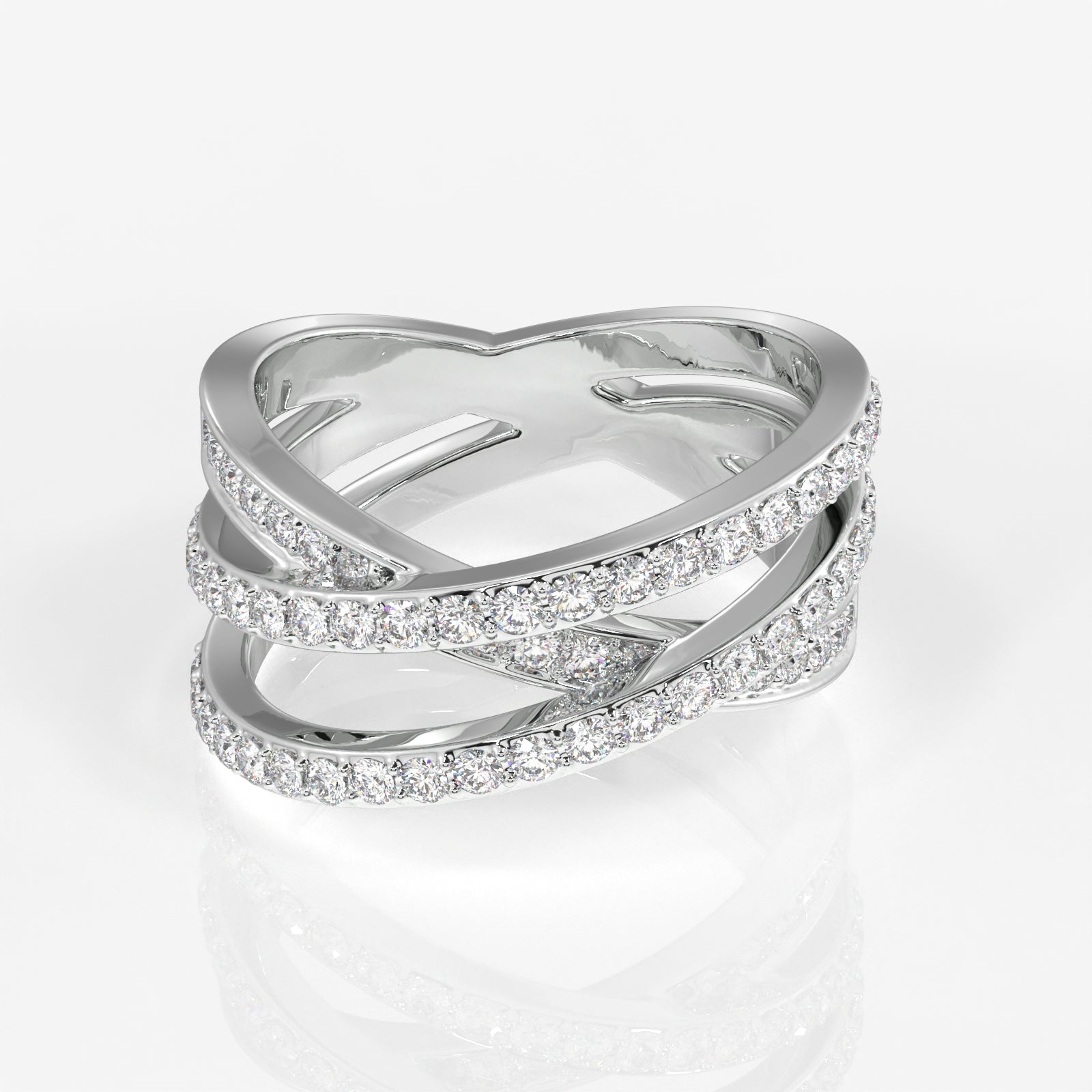 Premium Round Cut Lab Grown Diamond 3 Row Wedding Band 14k Gold Ring