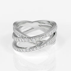 Premium Round Cut Lab Grown Diamond 3 Row Wedding Band 14k Gold Ring