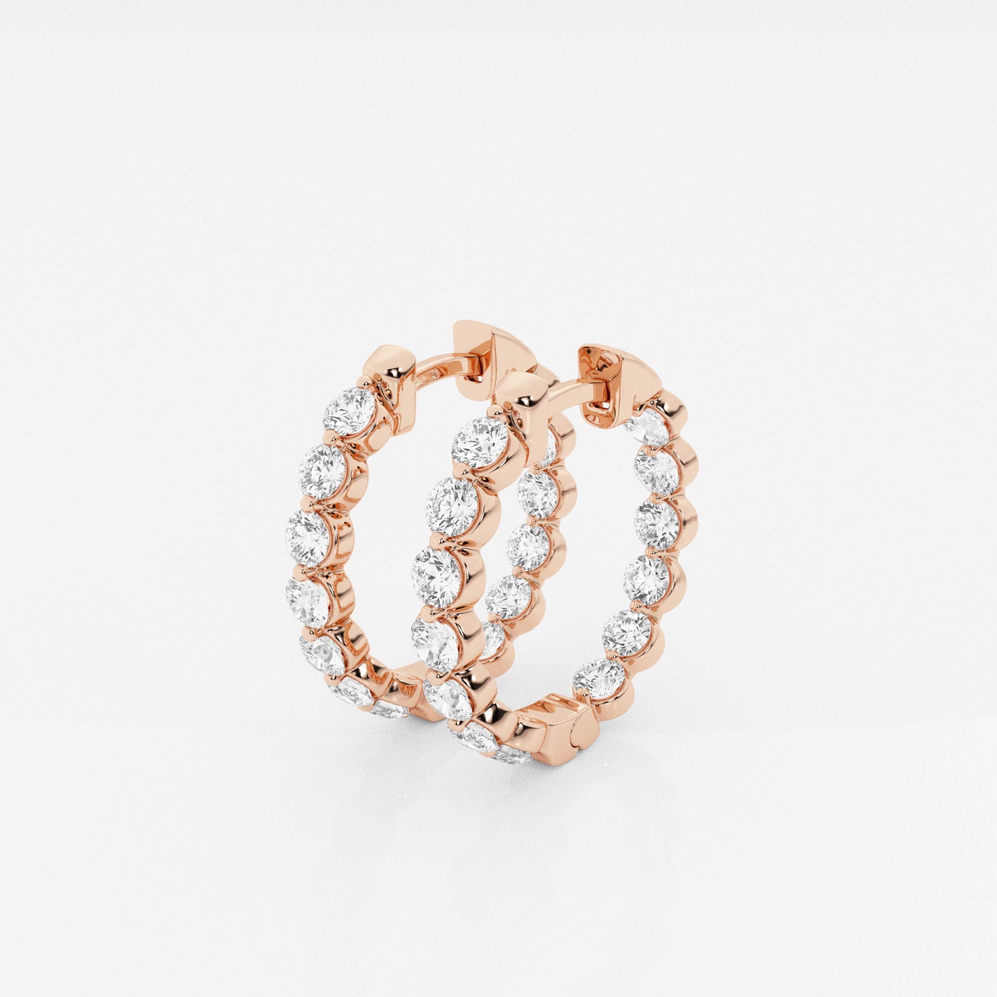 Premium Round Cut Lab Grown Diamond Floating Hoop 14k Gold Earrings