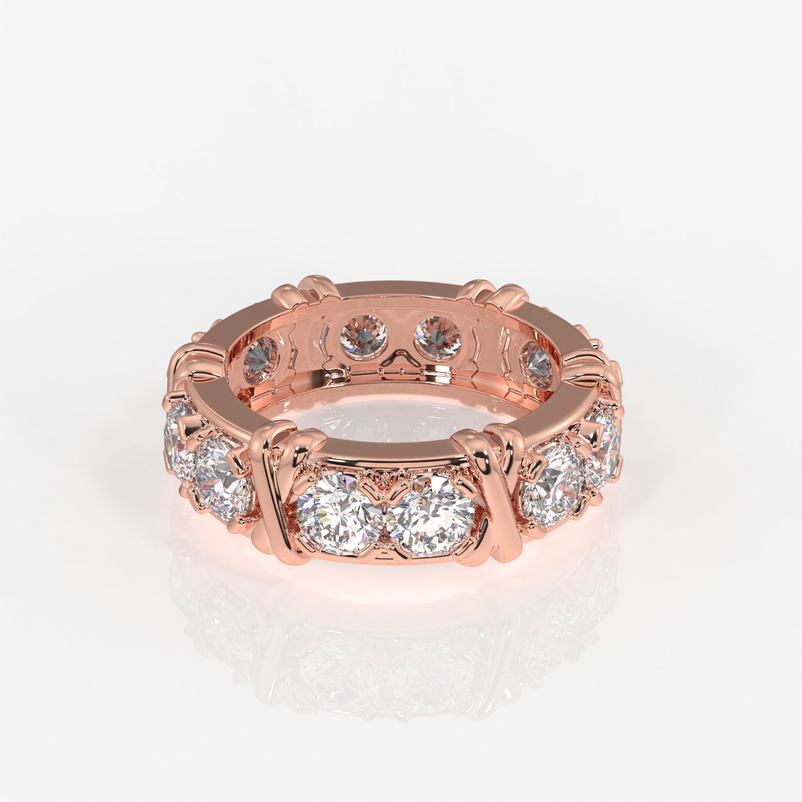 Premium Round Cut Moissanite Diamond Eternity Band 18K Gold Ring