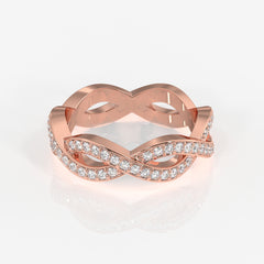 Premium Round Cut Moissanite Diamond twisted Eternity Sterling Silver Band