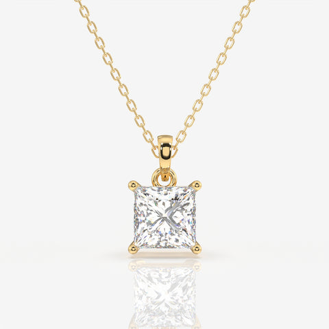 Princess Cut Lab Grown Diamond Solitaire 14k Gold Pendant