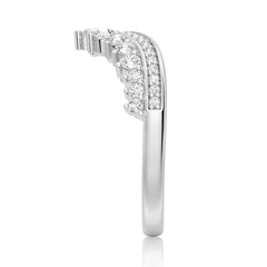 Round Cut Moissanite Diamond Wedding Band Sterling Silver Ring