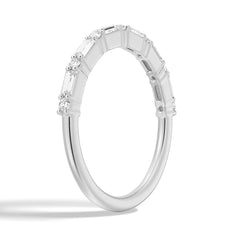 Emerald Cut Moissanite Diamond Wedding Band Sterling Silver Ring