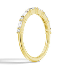 Emerald Cut Moissanite Diamond Wedding Band Sterling Silver Ring