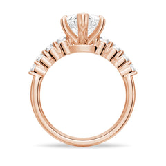 Heart Cut Moissanite Diamond Five Prong Pave Sterling Silver Ring