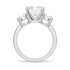 Cushion Cut Moissanite Diamond 3 Stone Engagement Sterling Silver Ring