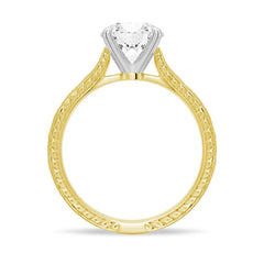 Round Cut Moissanite Diamond Antique Solitaire Sterling Silver Ring