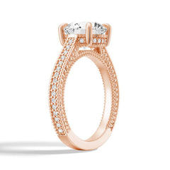 Round Cut Moissanite Diamond Hidden Halo Sterling Silver Ring
