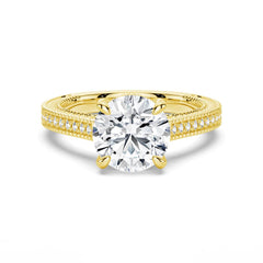Round Cut Moissanite Diamond Hidden Halo Sterling Silver Ring