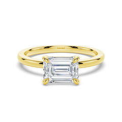 Emerald Cut Moissanite Diamond East-West Sterling Silver Ring