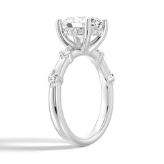 Oval Cut Moissanite Diamond Engagement Sterling Silver Ring