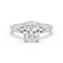 Oval Cut Moissanite Diamond Solitaire Sterling Silver Ring