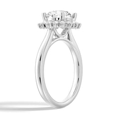 Round Cut Moissanite Diamond Engagement Sterling Silver Ring