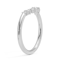 Round Cut Moissanite Diamond Wedding Band Sterling Silver Ring