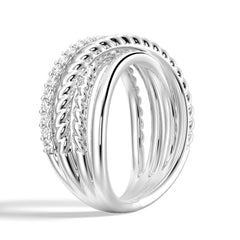 Round Cut Moissanite Diamond Wedding Band Sterling Silver Ring