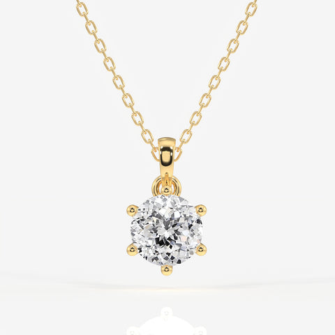 Portuguese Cut Moissanite Diamond Six Prong Sterling Silver Pendant