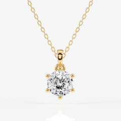 Portuguese Cut Moissanite Diamond Six Prong 18k Gold Pendant