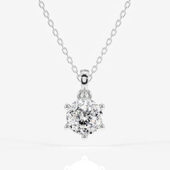 Portuguese Cut Moissanite Diamond Six Prong 14k Gold Pendant