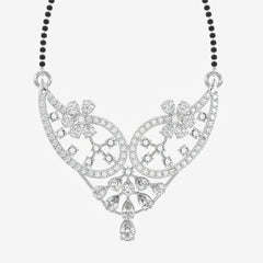 Round & Pear Cut Moissanite Diamond Women's Sterling Silver Mangalsutra