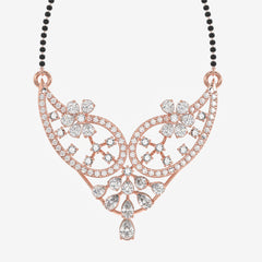 Round & Pear Cut Moissanite Diamond Women's Sterling Silver Mangalsutra