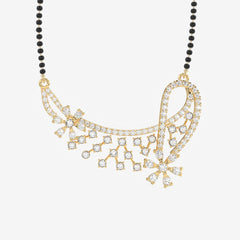 Round Cut Moissanite Diamond Women's Sterling Silver Mangalsutra