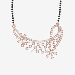 Round Cut Moissanite Diamond Women's Sterling Silver Mangalsutra