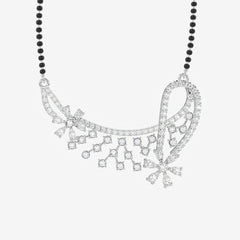 Round Cut Moissanite Diamond Women's Sterling Silver Mangalsutra