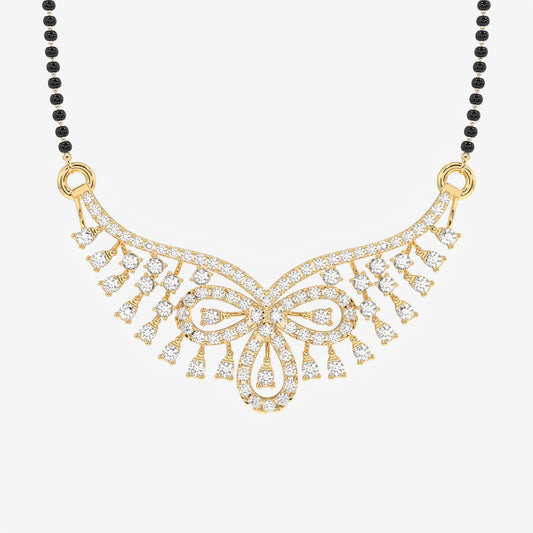 Round Cut Moissanite Diamond Women's Sterling Silver Mangalsutra