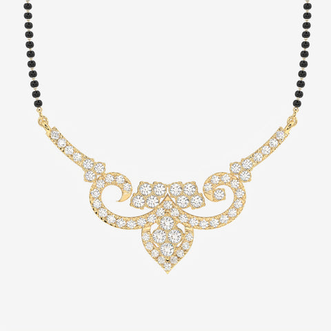 Round Cut Moissanite Diamond Women's 14K Gold Mangalsutra