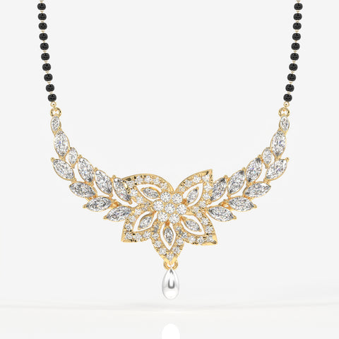 Round & Marquise Cut Lab Grown Diamond Women's 14K Gold Mangalsutra