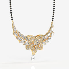 Round & Marquise Cut Lab Grown Diamond Women's 14K Gold Mangalsutra