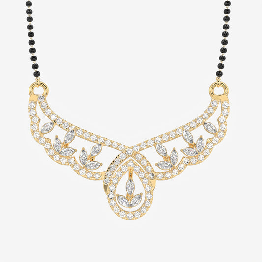 Round and Marquise Cut Moissanite Diamond Women's Sterling Silver Mangalsutra