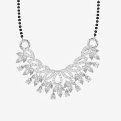 Round & Pear Cut Moissanite Diamond Women's Sterling Silver Mangalsutra