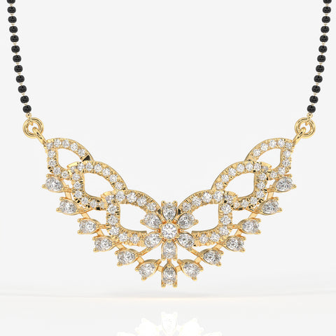 Round & Pear Cut Lab Grown Diamond Women's 18K Gold Mangalsutra