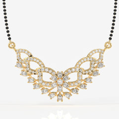 Round & Pear Cut Moissanite Diamond Women's Sterling Silver Mangalsutra