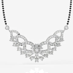 Round & Pear Cut Moissanite Diamond Women's Sterling Silver Mangalsutra