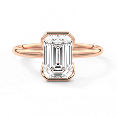 Emerald Cut Moissanite Diamond Solitaire Sterling Silver Ring
