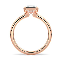 Emerald Cut Moissanite Diamond Solitaire 9K Gold Ring