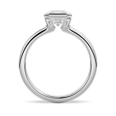 Emerald Cut Moissanite Diamond Solitaire Sterling Silver Ring