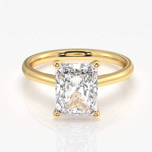 Radiant Cut Lab Grown Diamond Classic Solitaire Engagement 14k Gold Ring