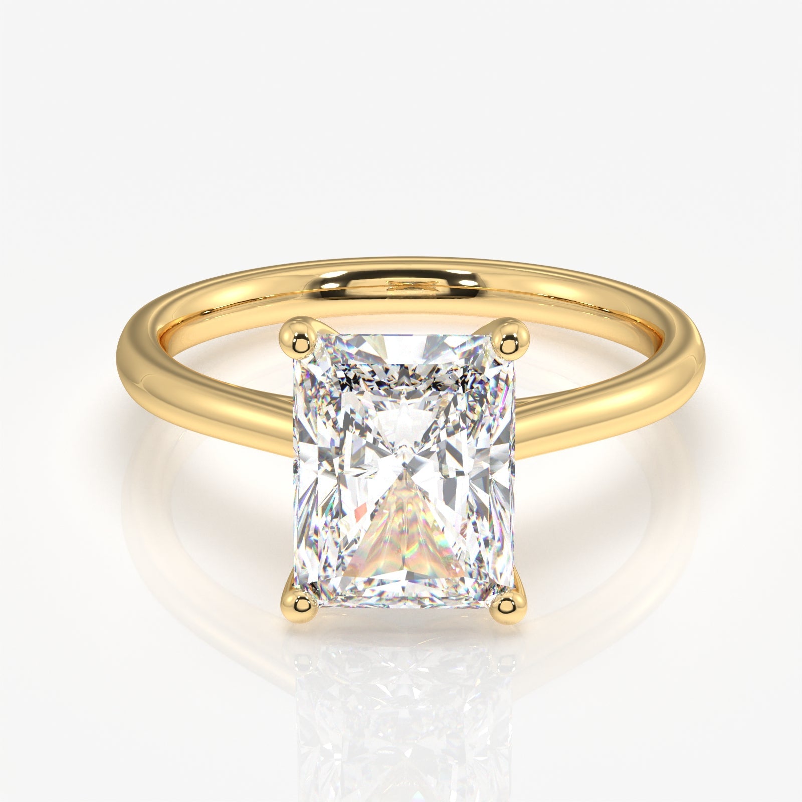 Radiant Cut Lab Grown Diamond Classic Solitaire Engagement 14k Gold Ring