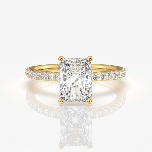 Radiant Cut Moissanite Diamond Pave Sterling Silver Ring