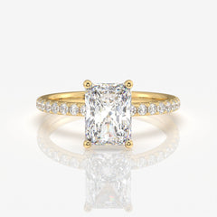 Radiant Cut Moissanite Diamond Pave Sterling Silver Ring